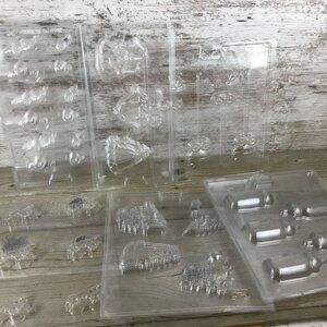 Vintage Plastic Candy Molds Mixed Lot Baby Bottle, Buggy, Race Car, Train, more